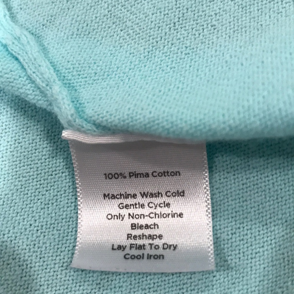 Talbots sweater, light aqua, Pima cotton, P - Picture 7 of 8
